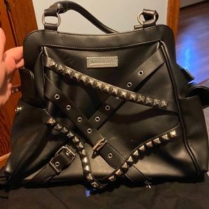 Black studded and belted Killstar purse